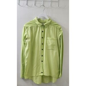 Jazmin Chebar Women Lime Green Long Sleeve Button Down High Low Shirt Size 42/2